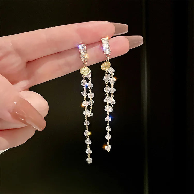 Crystal Zircon Geometric Drop Earrings