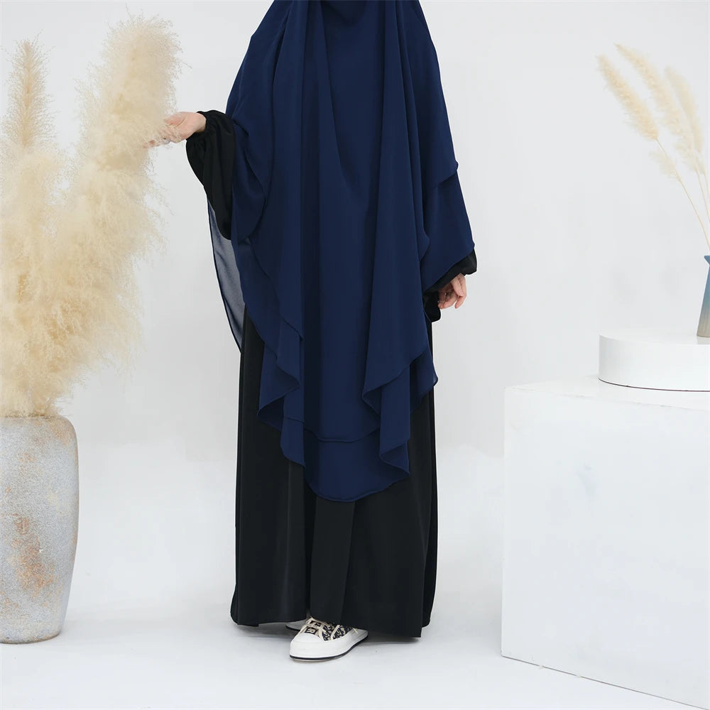 Women’s Elegant Chiffon Khimar & Abaya Set