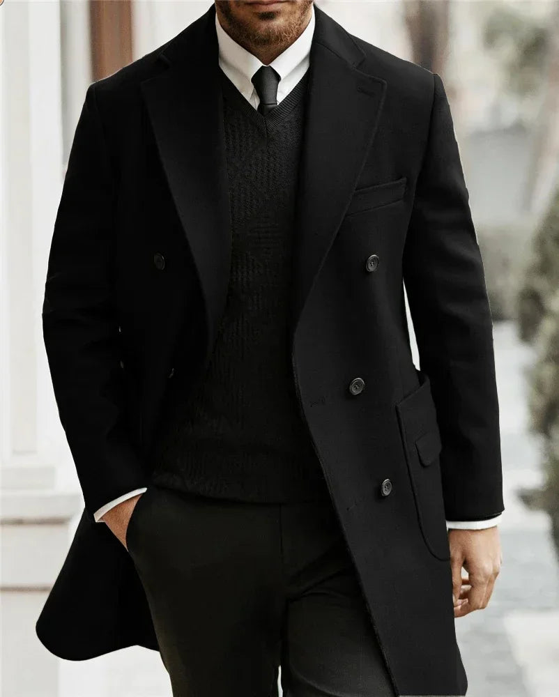 Modern Man Trench Coat Customized Full Man Terno Fashion Notched Lapel Double Breasted Elegant Men's Winter Jacket Men Jacket