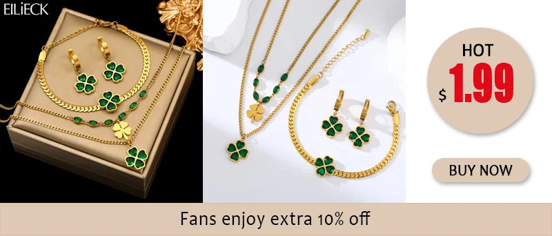 EILIECK 316L Stainless Steel White Zirconia Flower Petal Necklace Bracelet & Earrings Set for Women – Trendy Jewelry Party Gift