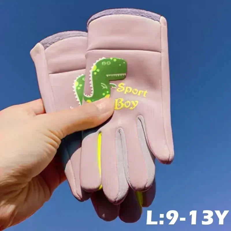 Children Warm Plush Gloves Winter Boys Girls Kids Outdoor Windproof Skiing Cycling Gloves Glow Students Toddler Cycling Mittens