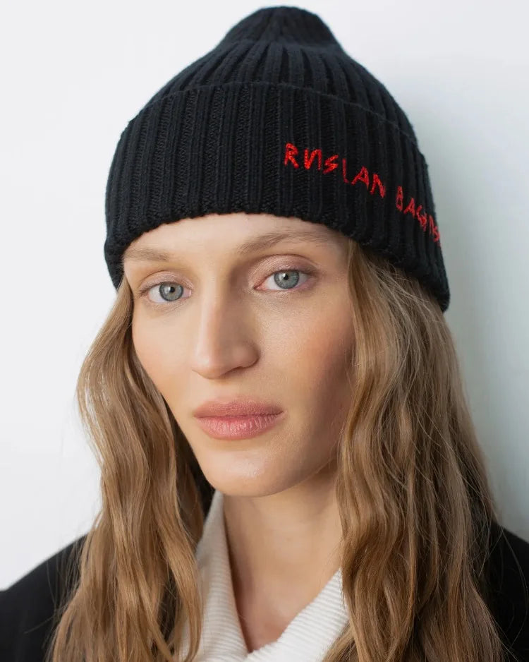 Winter Wool Knit Beanie Hat for Men and Women Thick Warm Embroidered Letter Knitted Cap Unisex Fashion Cold Weather Hat