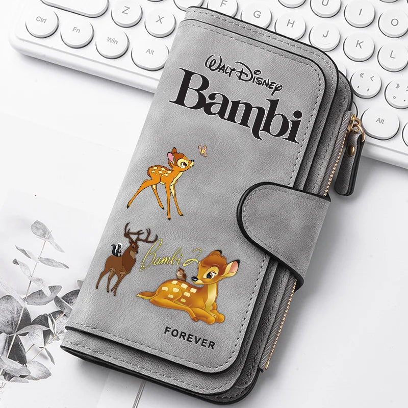 Bambi Long Zip Wallet for Women – Cute Cartoon Multi-Card Large Capacity Kawaii Clutch Bag, Soft Texture Fashion Purse