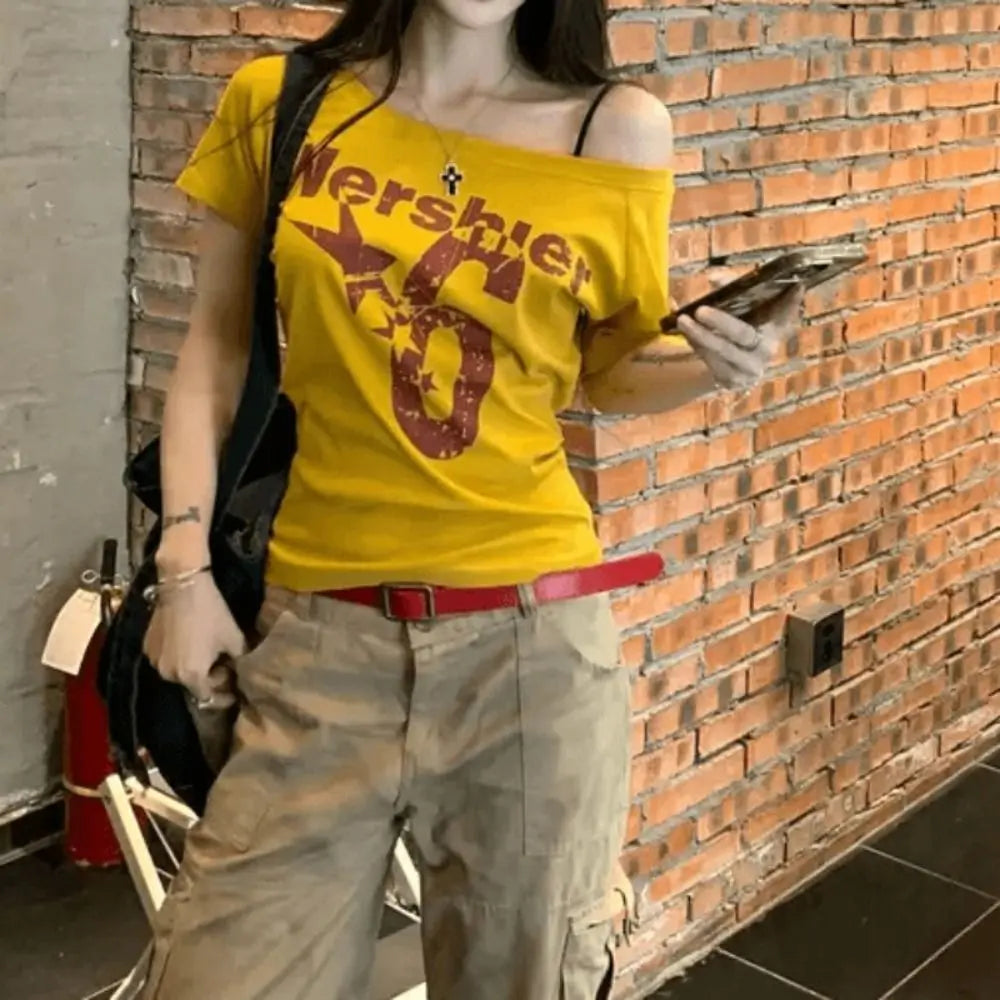 Women’s Chic Geometric Short-Sleeve Top
