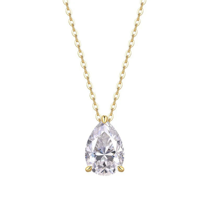 Women’s 2.5ct Moissanite Teardrop Pendant Necklace – 14K Gold-Filled Fine Jewelry Gift