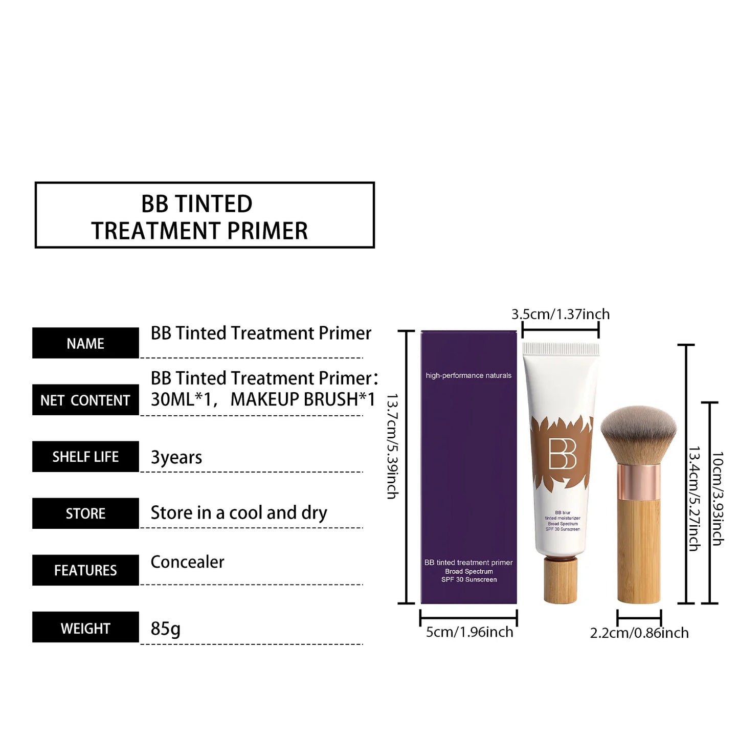 BB Cream Set – Concealer & Primer, Soft Moisturizing Makeup Base, Natural Non-Cakey Finish, Long-Lasting Non-Sticky Coverage