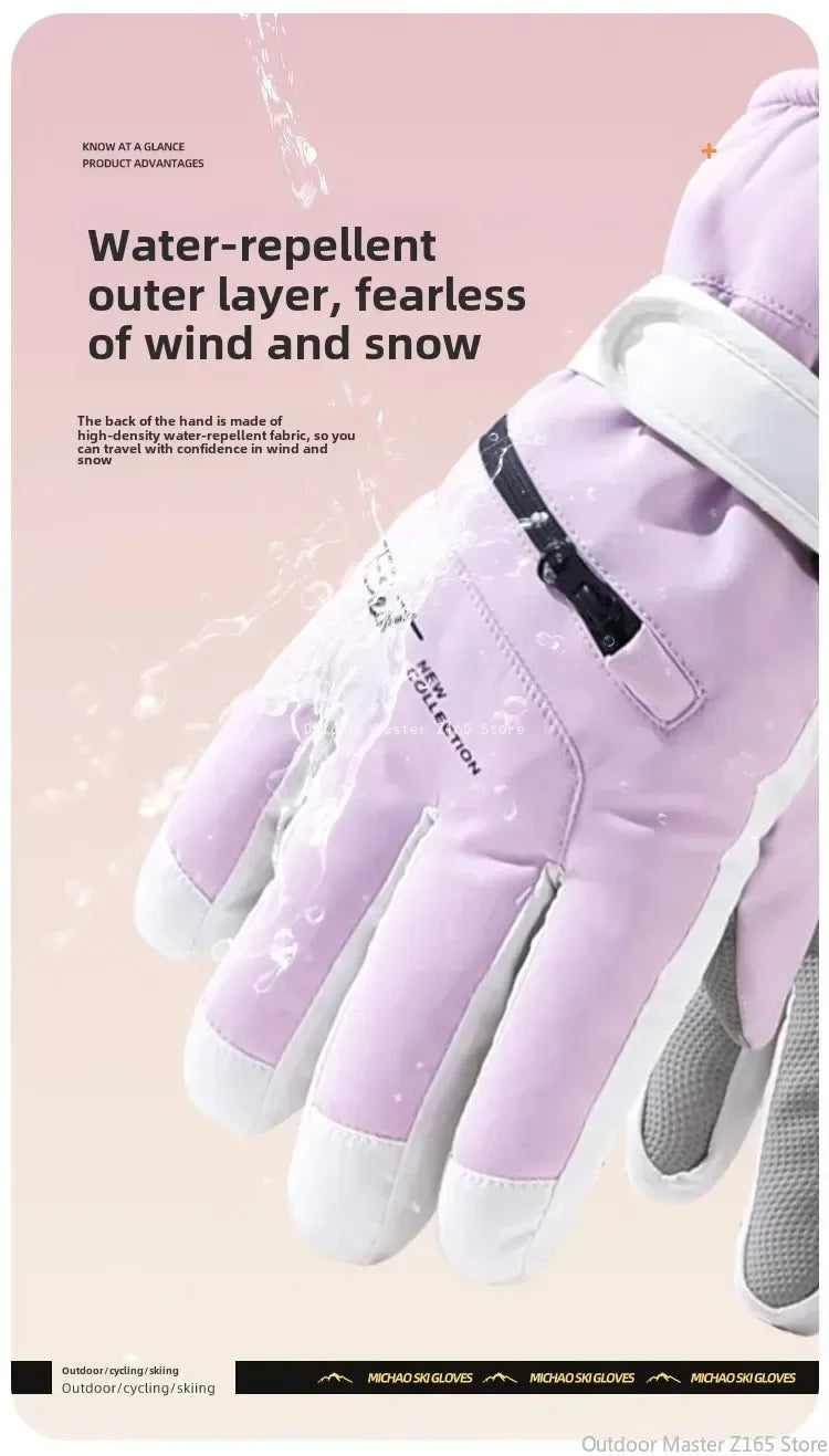 Winter Cycling Gloves Non Slip Touch Ski Gloves Snowboard Accessories Waterproof Pocket Warm Men's and Women's Thermal Gloves