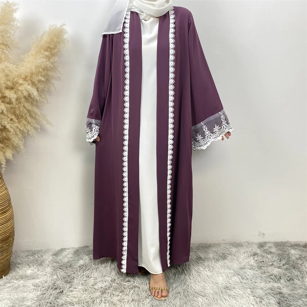 Women’s Lace Trim Nida Abaya with Pockets