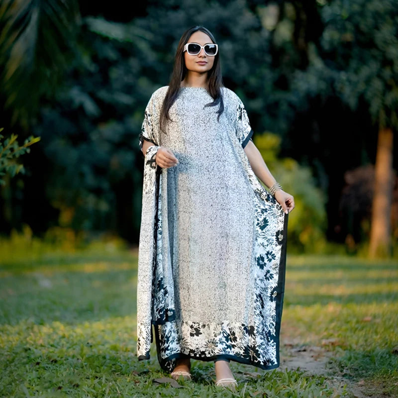 Women’s Printed Loose Maxi Abaya Dress
