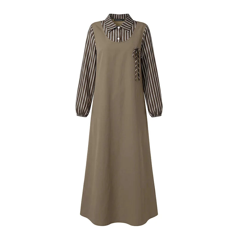 Elegant Striped Ramadan Maxi Dress