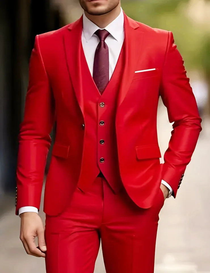 Men’s Elegant Slim Fit Tuxedo Suit Set – Classic Black Formal Suit for Weddings, Business, Parties & Special Occasions