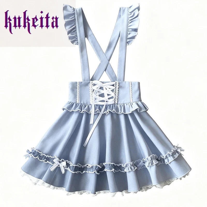 Women’s Gothic Lolita Lace-Up Mini Skirt