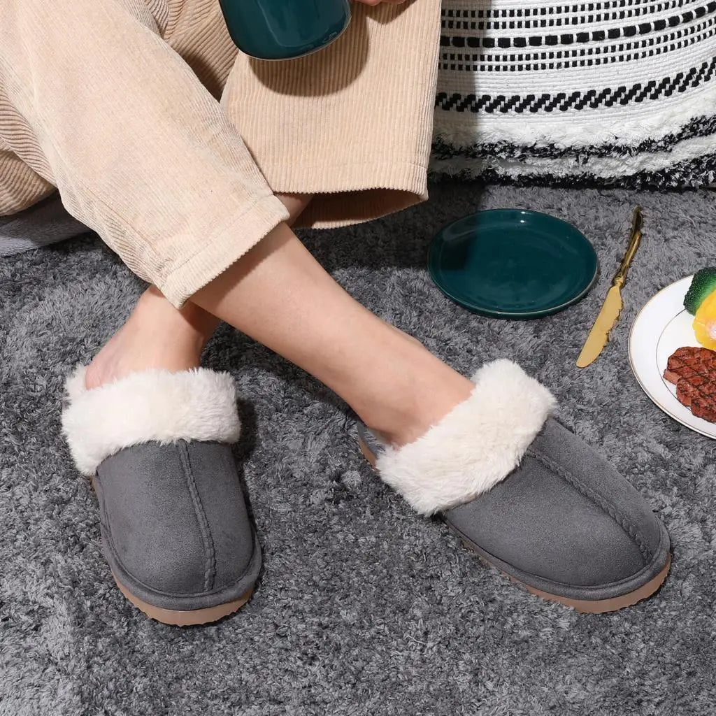 Kidmi Warm Fluffy Women Slippers Classic Brand Fuzzy House Slippers Indoor Soft Memory Foam Slippers Outdoor Antiskid Slippers