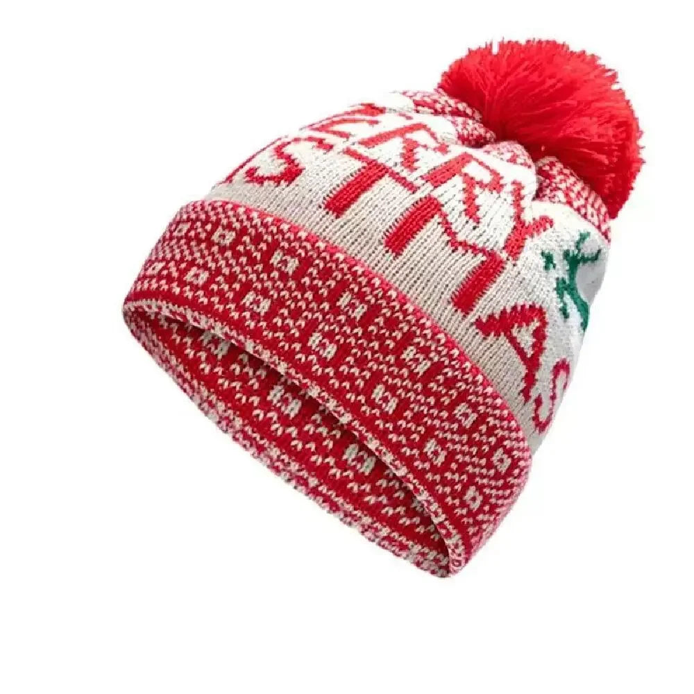 New Winter Warm Snowflake Pompom Knitted Wool Hats Fashion for Women Men Lover Couple Chirstmas Beanies Valentine's Day Gift Cap
