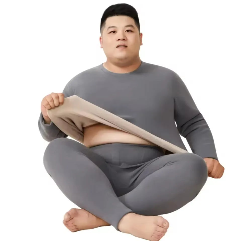 Men's Plus Size Fleece-Lined Thermal Underwear Set