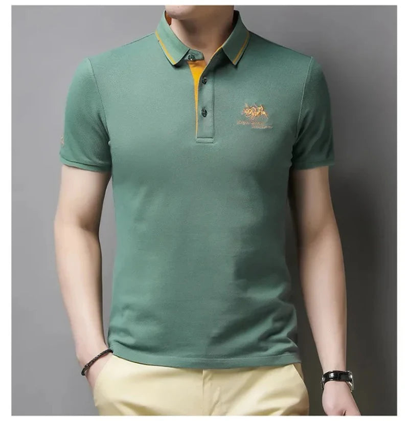 Summer Mens Embroidered Polo Shirts Short Sleeve Shirt Luxury Top Casual Lapel T-shirt Men Breathable Lightweight T Shirt Homme