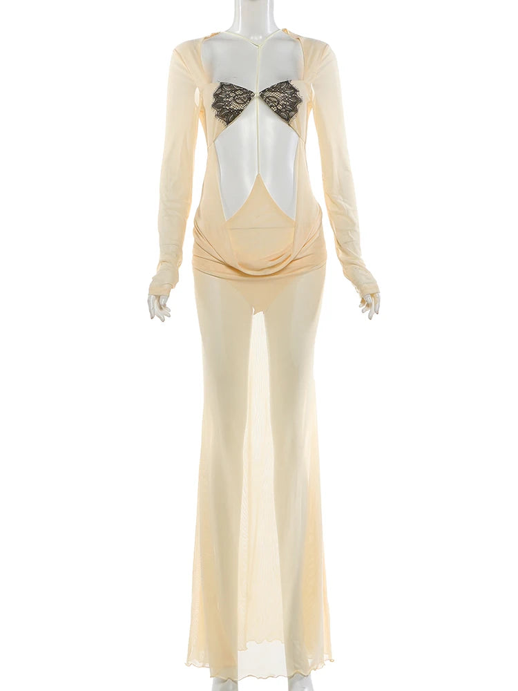 Women’s Patchwork Slim Maxi Dress