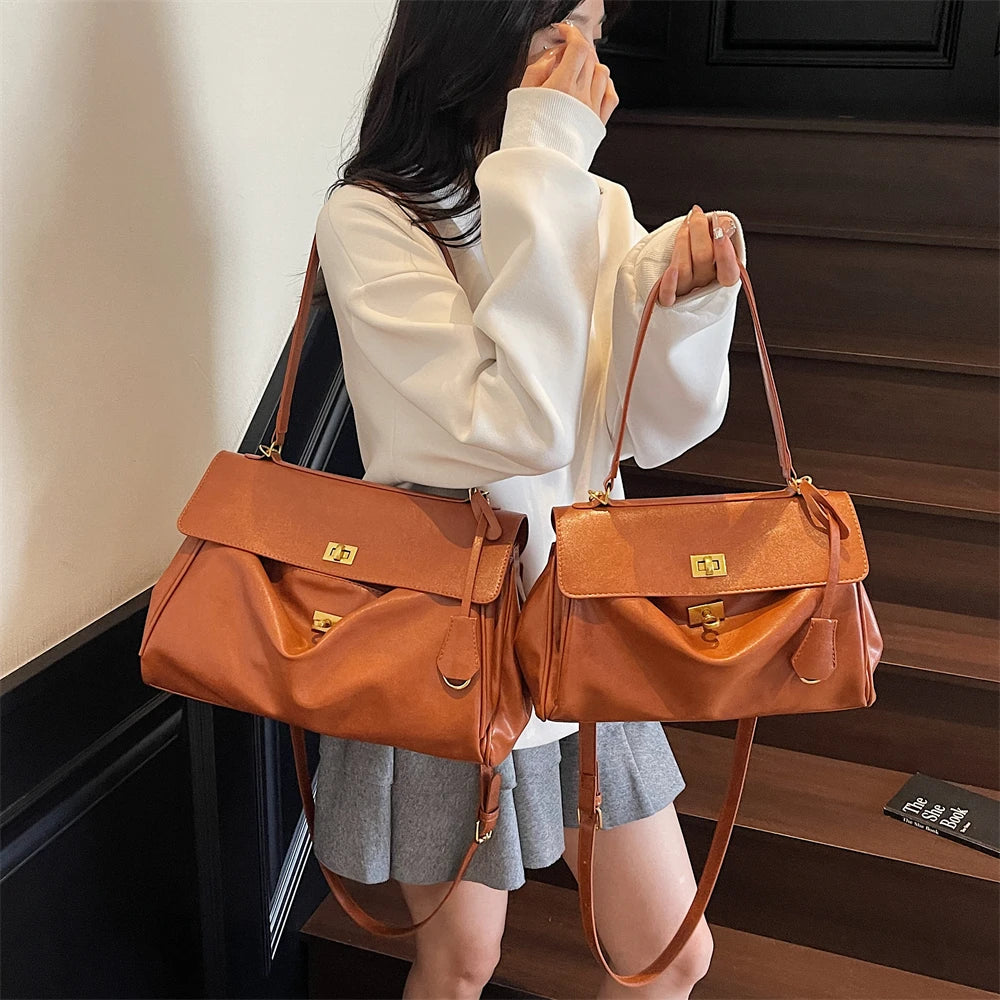 Women’s Vintage PU Flap Shoulder & Crossbody Bag