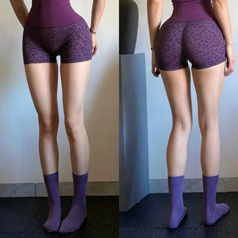 Women’s Leopard Print High-Waisted Biker Shorts