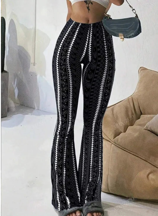 Women’s Striped Slim Flare Office Pants