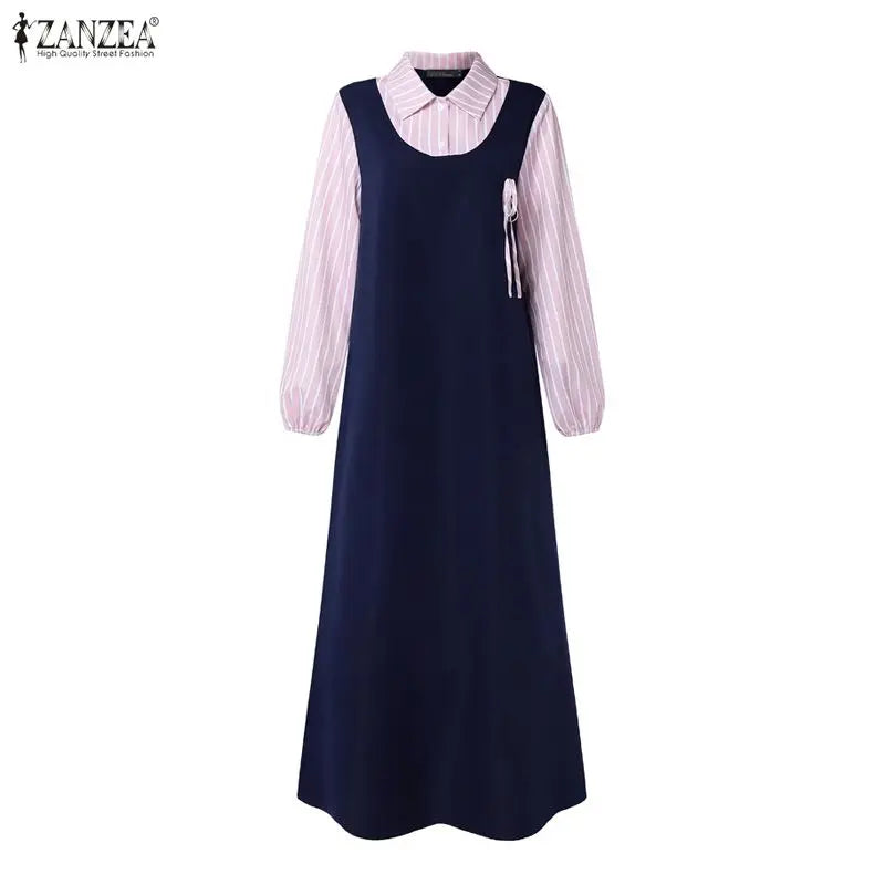 Elegant Striped Ramadan Maxi Dress