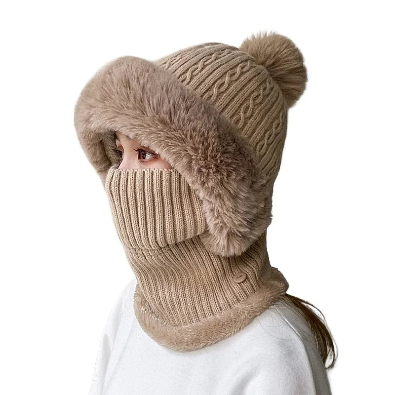 Women's Cozy Twist Knit Pompom Beanie