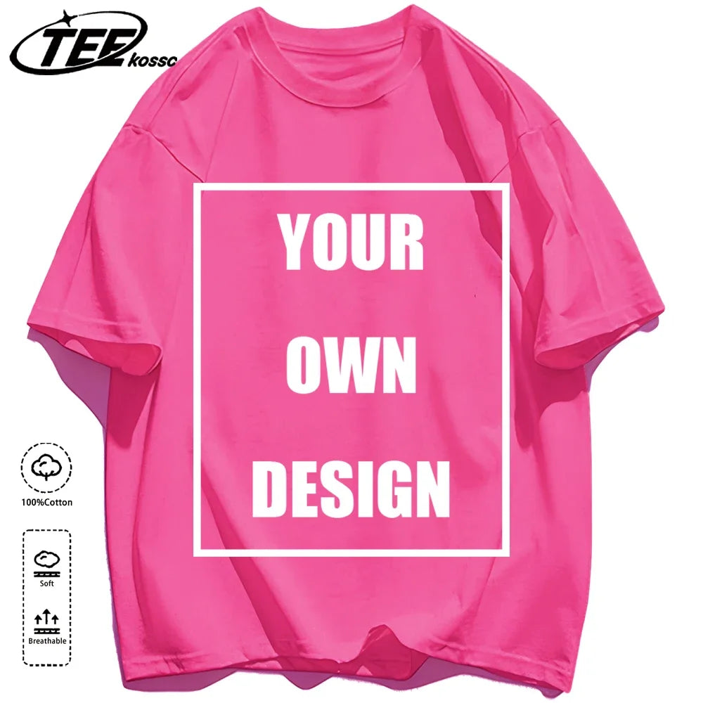 Customized LOGO Picture Men's Cotton T-Shirt Summer Colour Loose Short Sleeves Comfortable Fashion T Shirts Unisex O-Neck DIY Te