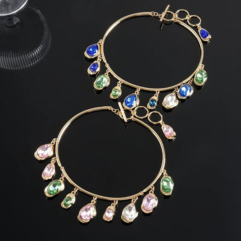 Women’s Boho Water Drop Wood & Rhinestone Necklace