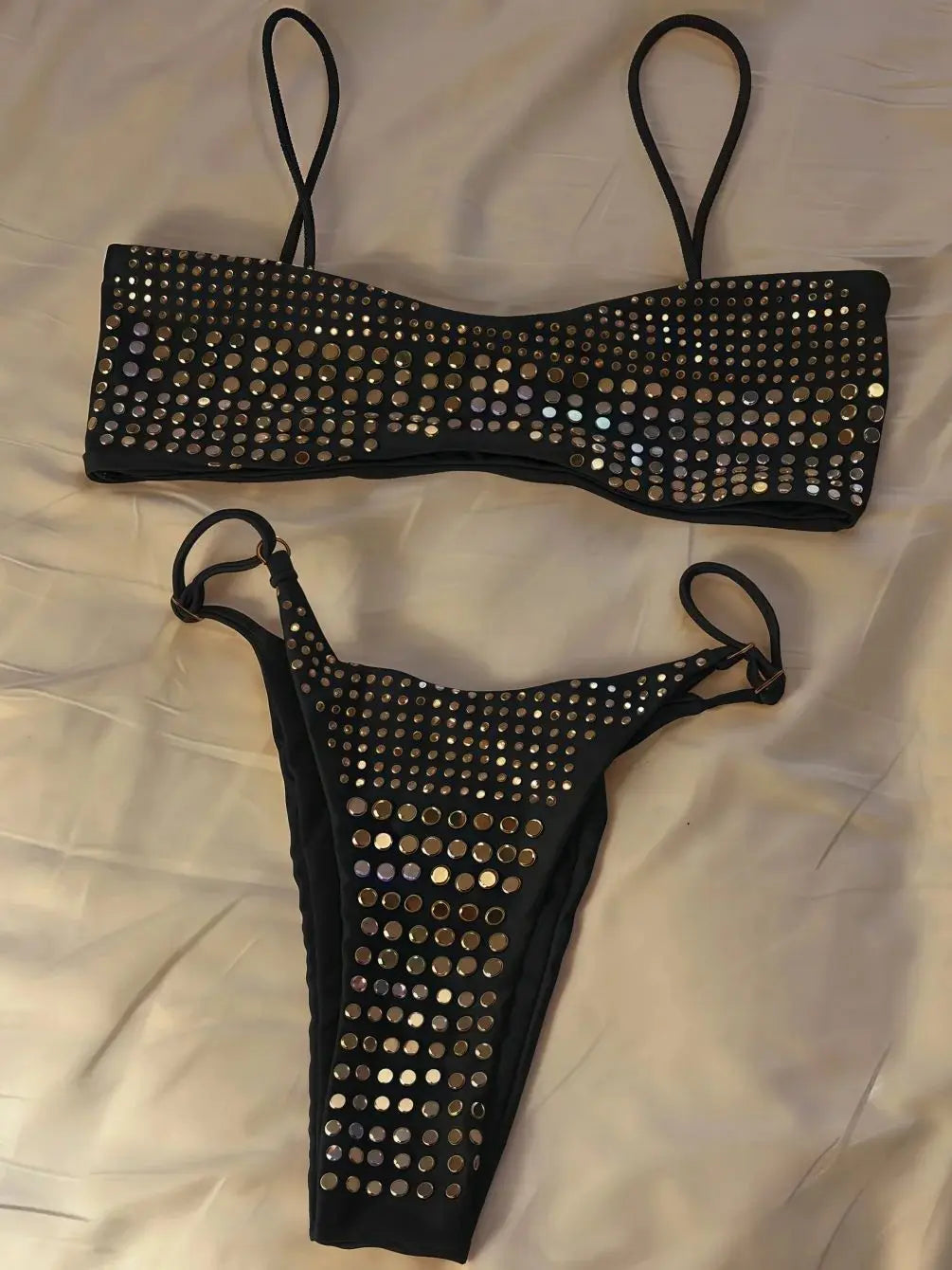 2025 Diamond Bikini Sexy Women Swimsuit Bandeau Biquini Push Up Swimwear Female Shiny Bathing Suits Floral Bodysuit Beachwear