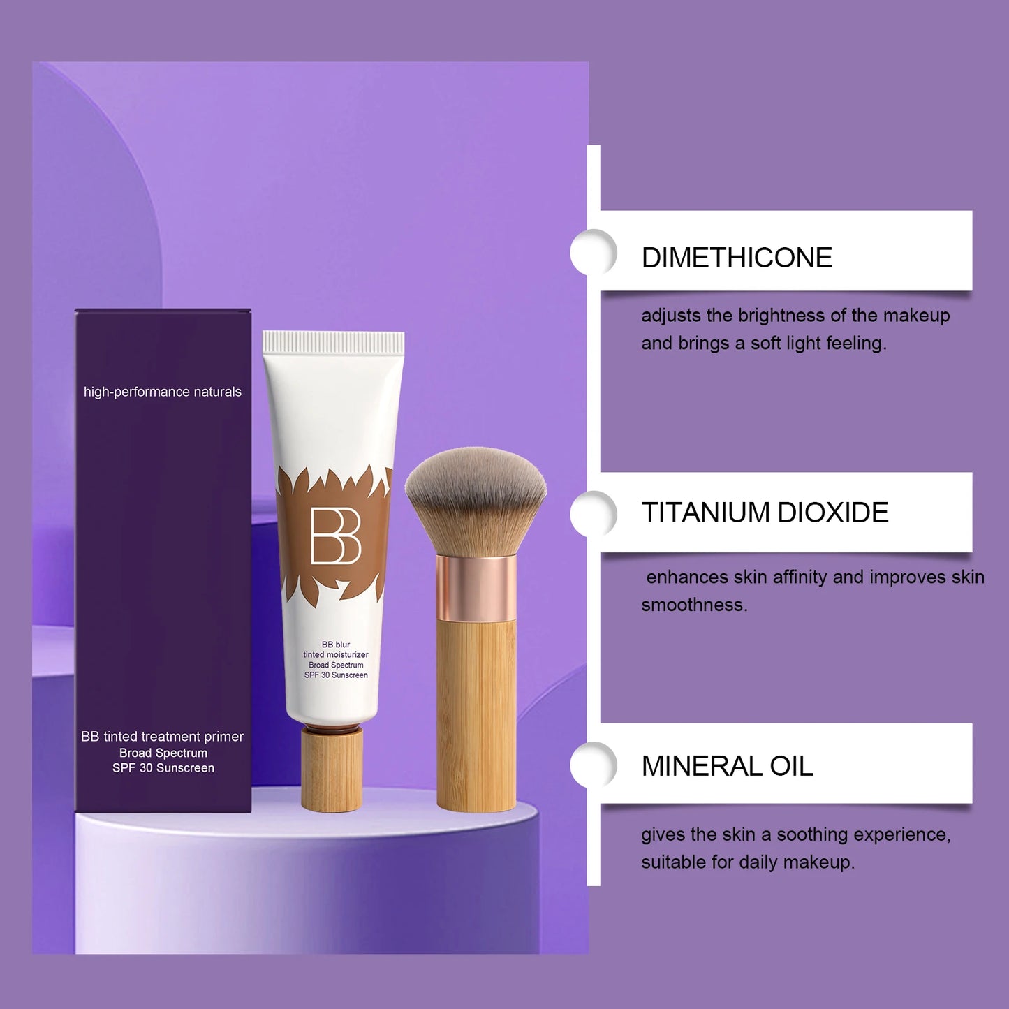 BB Cream Set – Concealer & Primer, Soft Moisturizing Makeup Base, Natural Non-Cakey Finish, Long-Lasting Non-Sticky Coverage