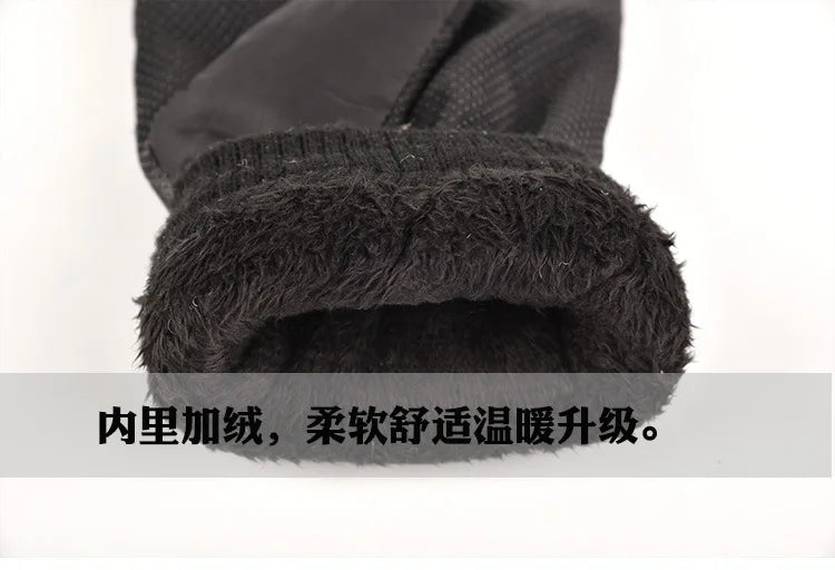 Winter Gloves Men Windproof Down Alternative Fleece Lined Thickened Warm Autumn Winter Motorcycle Cycling E-Bike Ski