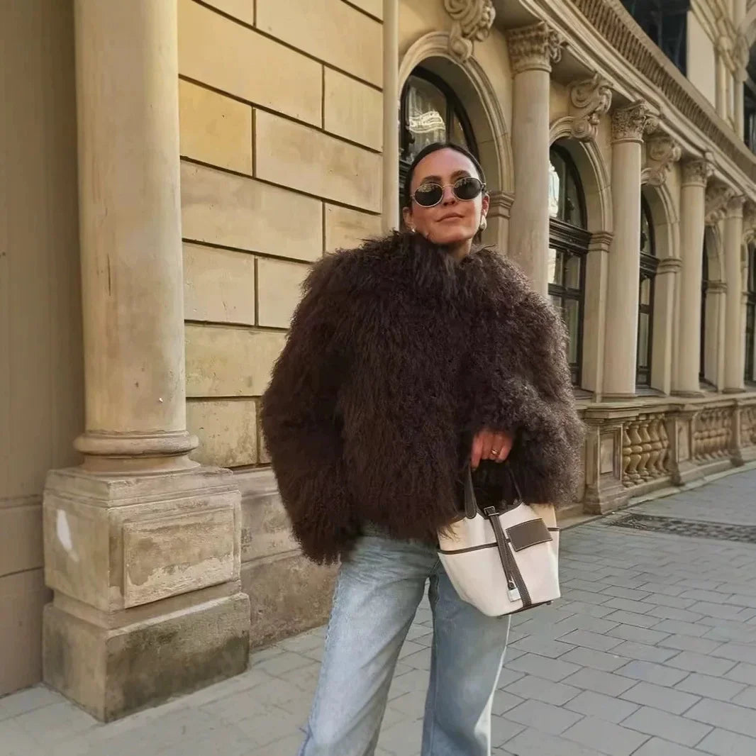 Women's Vintage Curly Faux Fur Jacket