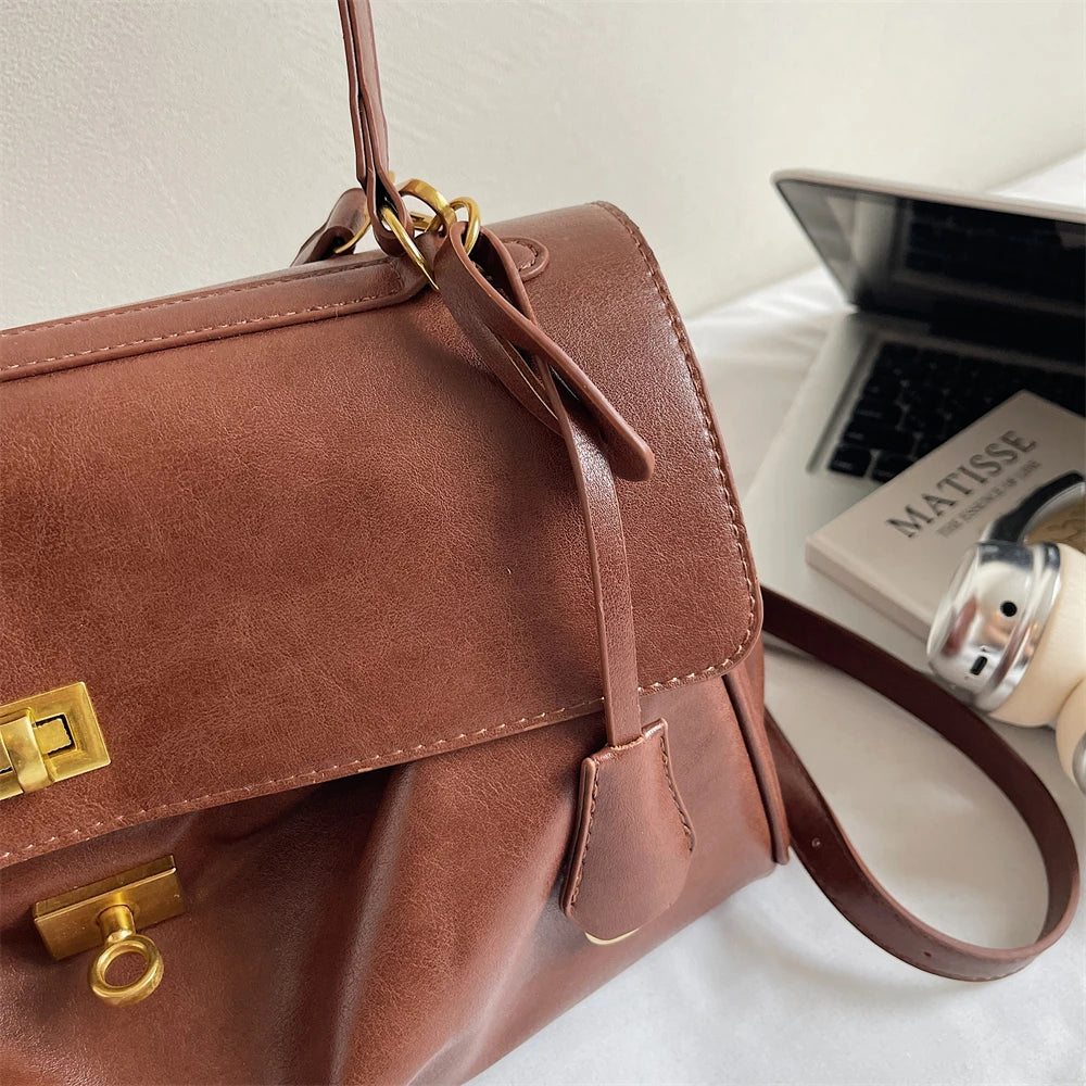 Women’s Vintage PU Flap Shoulder & Crossbody Bag