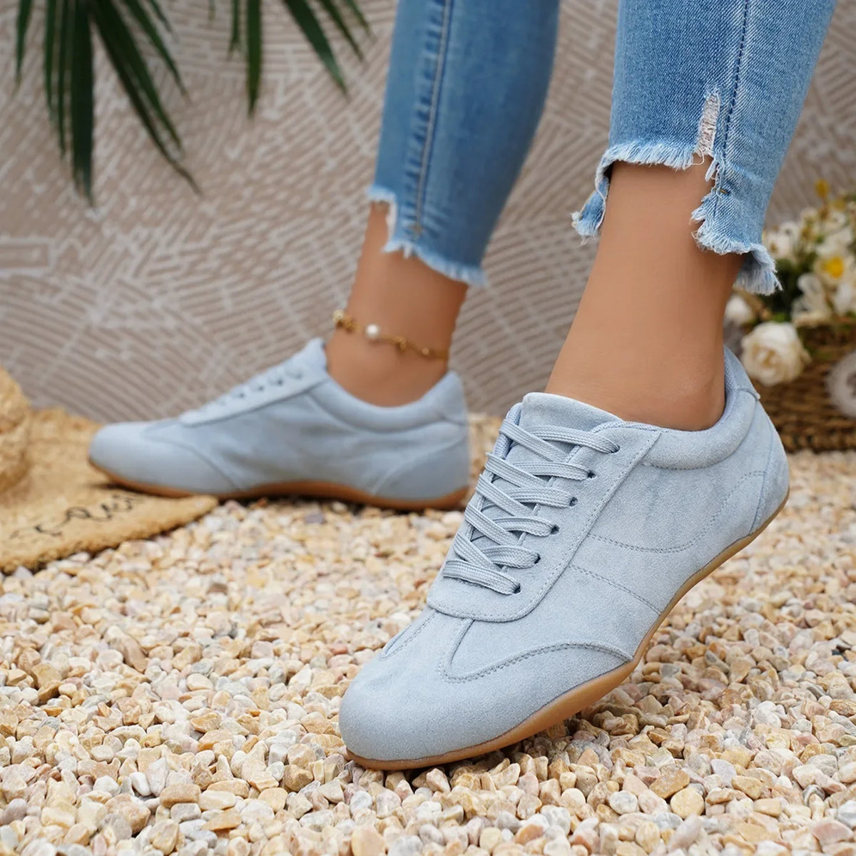 Women Natural Suede Leather Lace-up 2026 New Sneakers Round Toe Soft Comfort Casual Female Outdoor Drive/walk Shoes for Woman