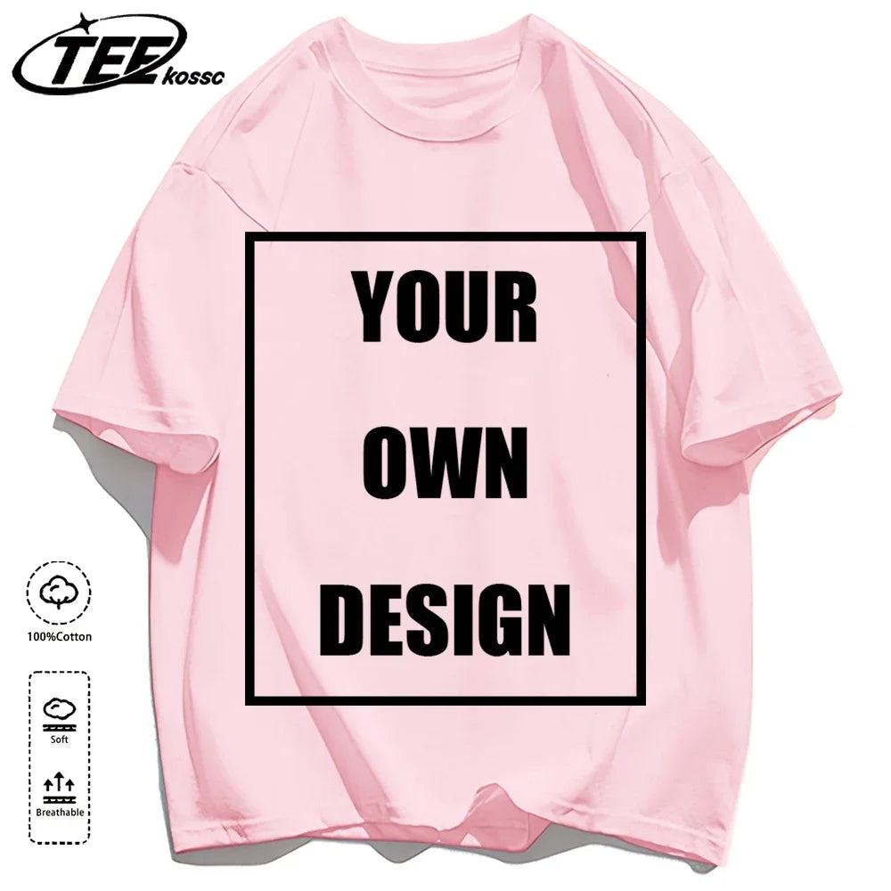 Customized LOGO Picture Men's Cotton T-Shirt Summer Colour Loose Short Sleeves Comfortable Fashion T Shirts Unisex O-Neck DIY Te