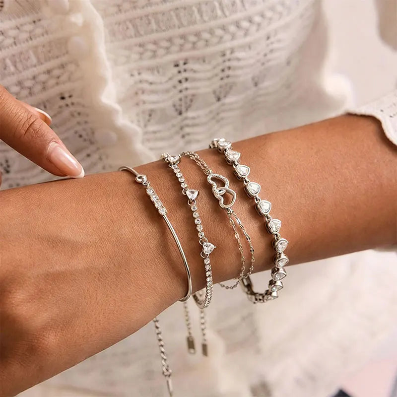 Women’s Heart Moissanite Tennis Bracelet – 14K Gold-Filled Fine Jewelry Gift