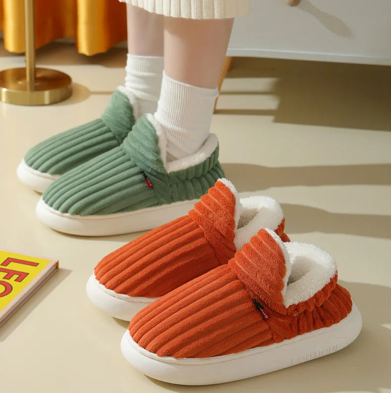 Evshine Soft Sole Slippers For Women Winter Fashion Women Fur Slippers Fuzzy Plush Men Slippers Warm Furry Women Cotton Shoes