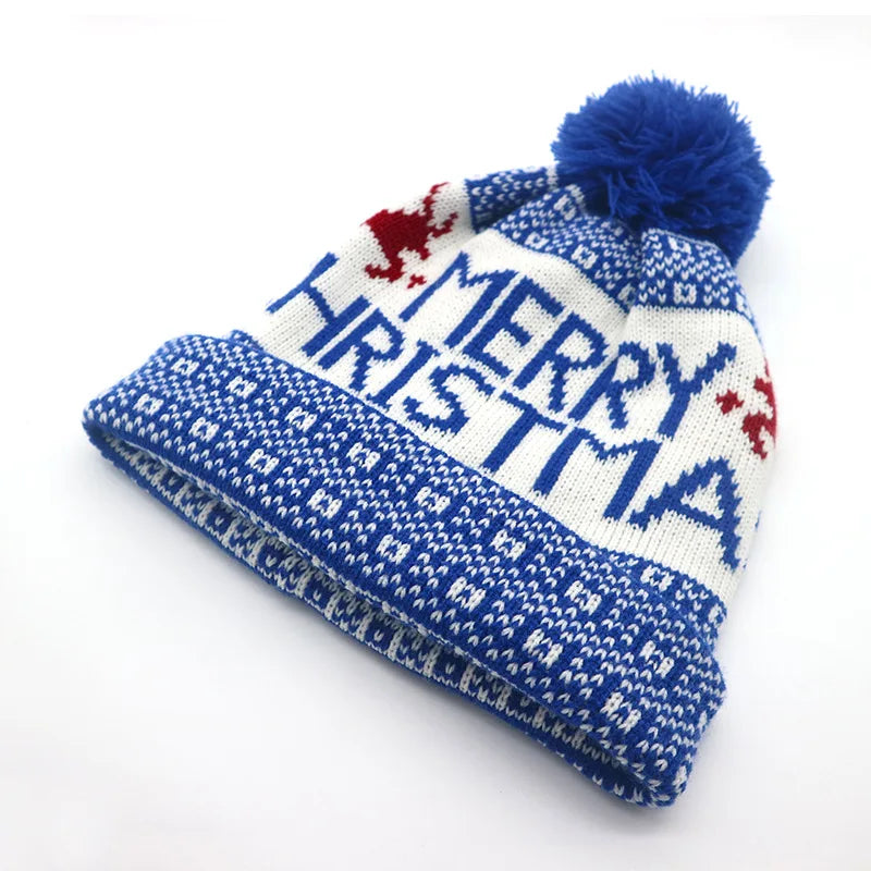 New Winter Warm Snowflake Pompom Knitted Wool Hats Fashion for Women Men Lover Couple Chirstmas Beanies Valentine's Day Gift Cap