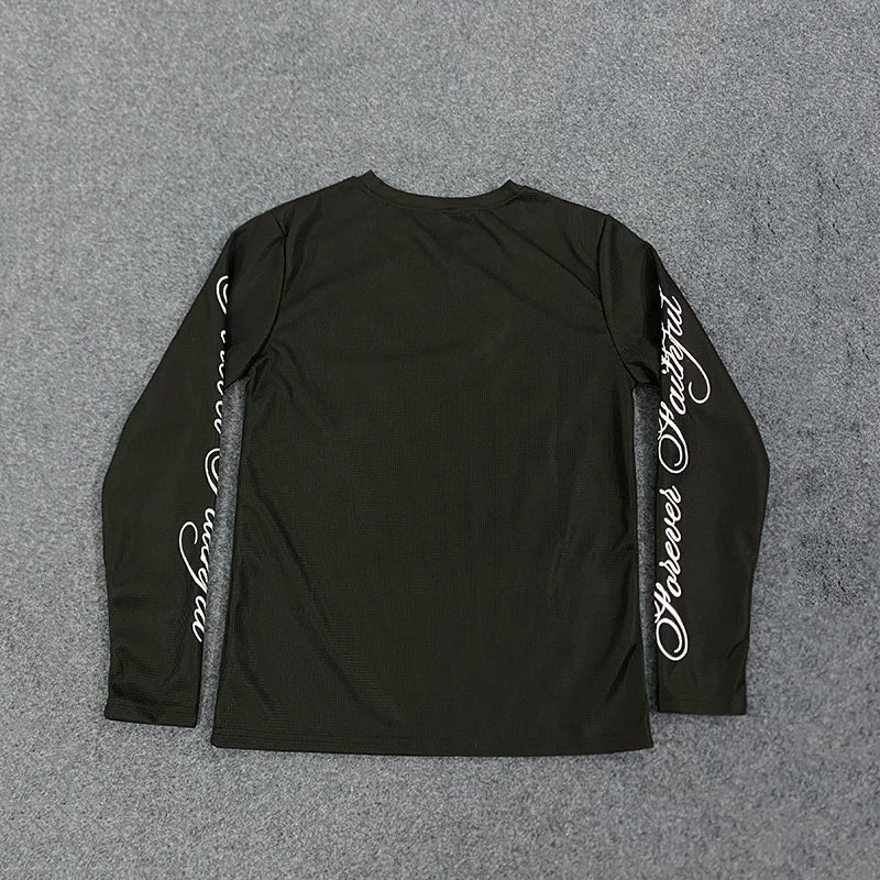 Spring American Retro Y2K Long Sleeve T-Shirt Casual Round Neck Lightweight Breathable Top Letter Print Streetwear