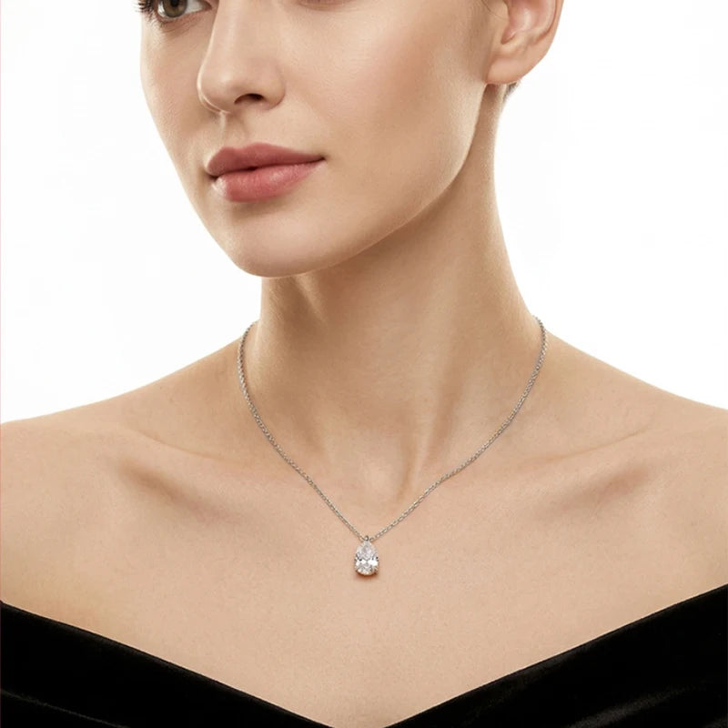 Women’s 2.5ct Moissanite Teardrop Pendant Necklace – 14K Gold-Filled Fine Jewelry Gift