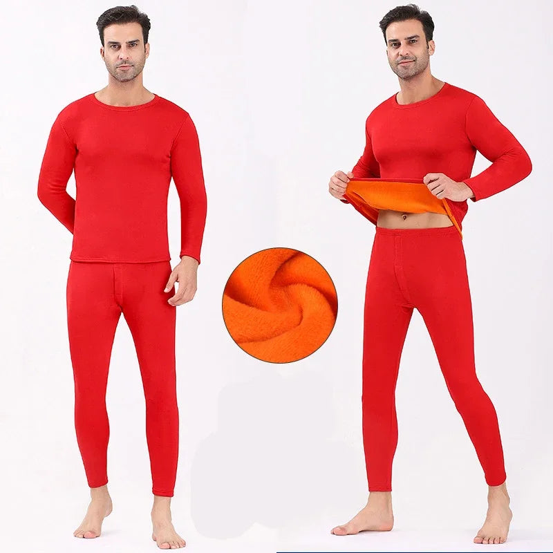 Men's Thick Fleece-Lined Thermal Underwear Set