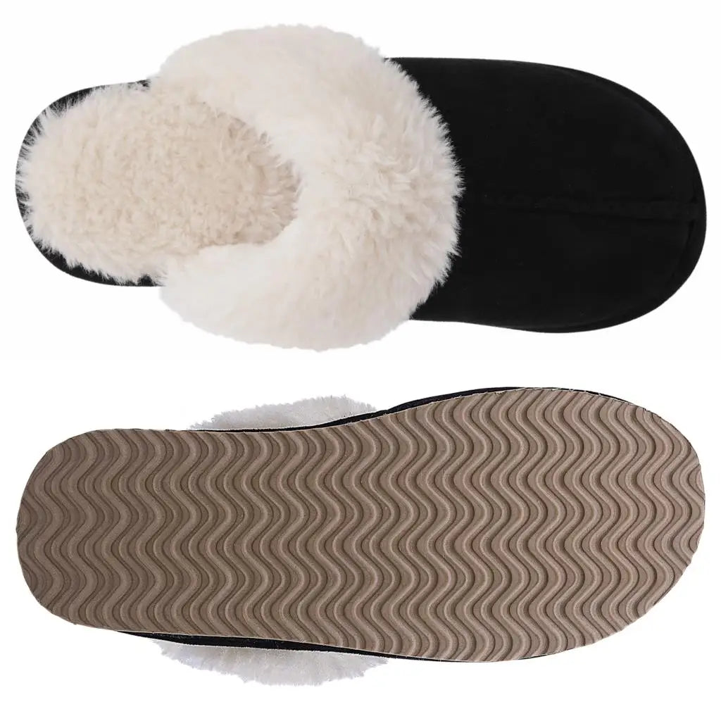 Kidmi Warm Fluffy Women Slippers Classic Brand Fuzzy House Slippers Indoor Soft Memory Foam Slippers Outdoor Antiskid Slippers