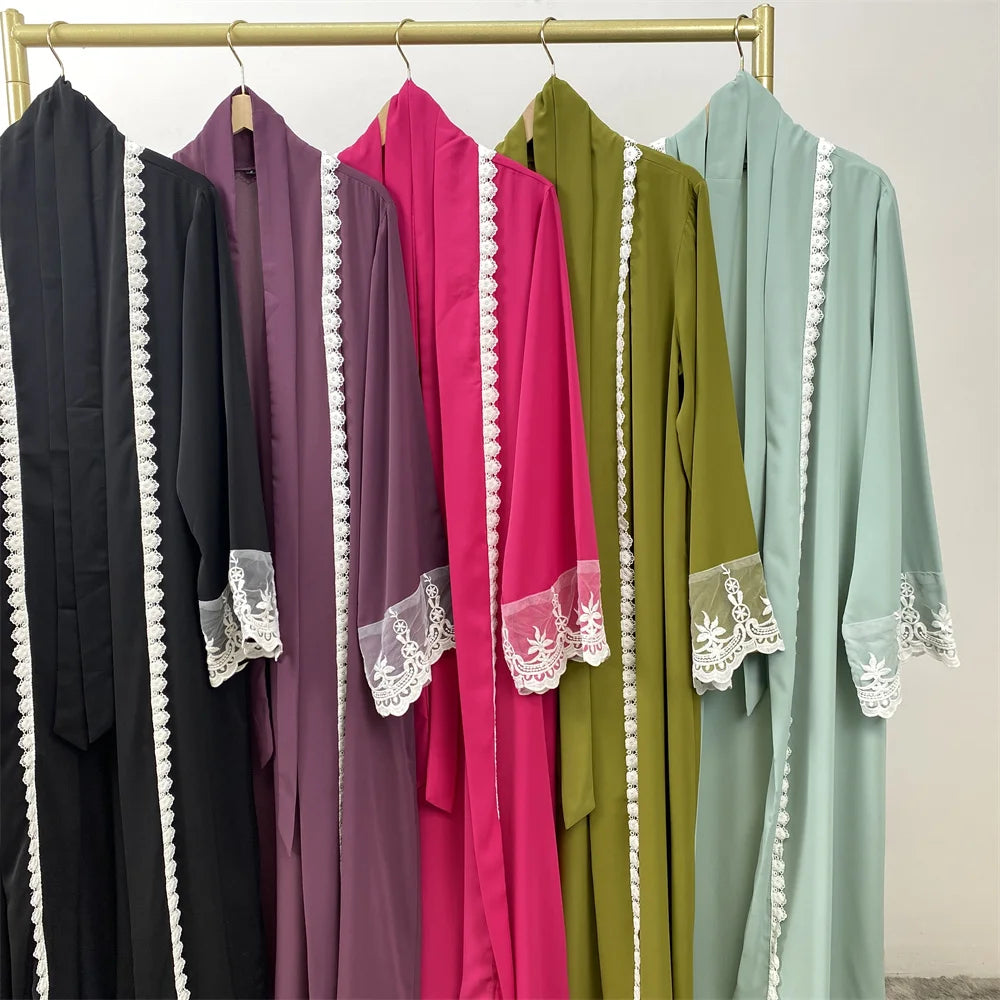 Women’s Lace Trim Nida Abaya with Pockets