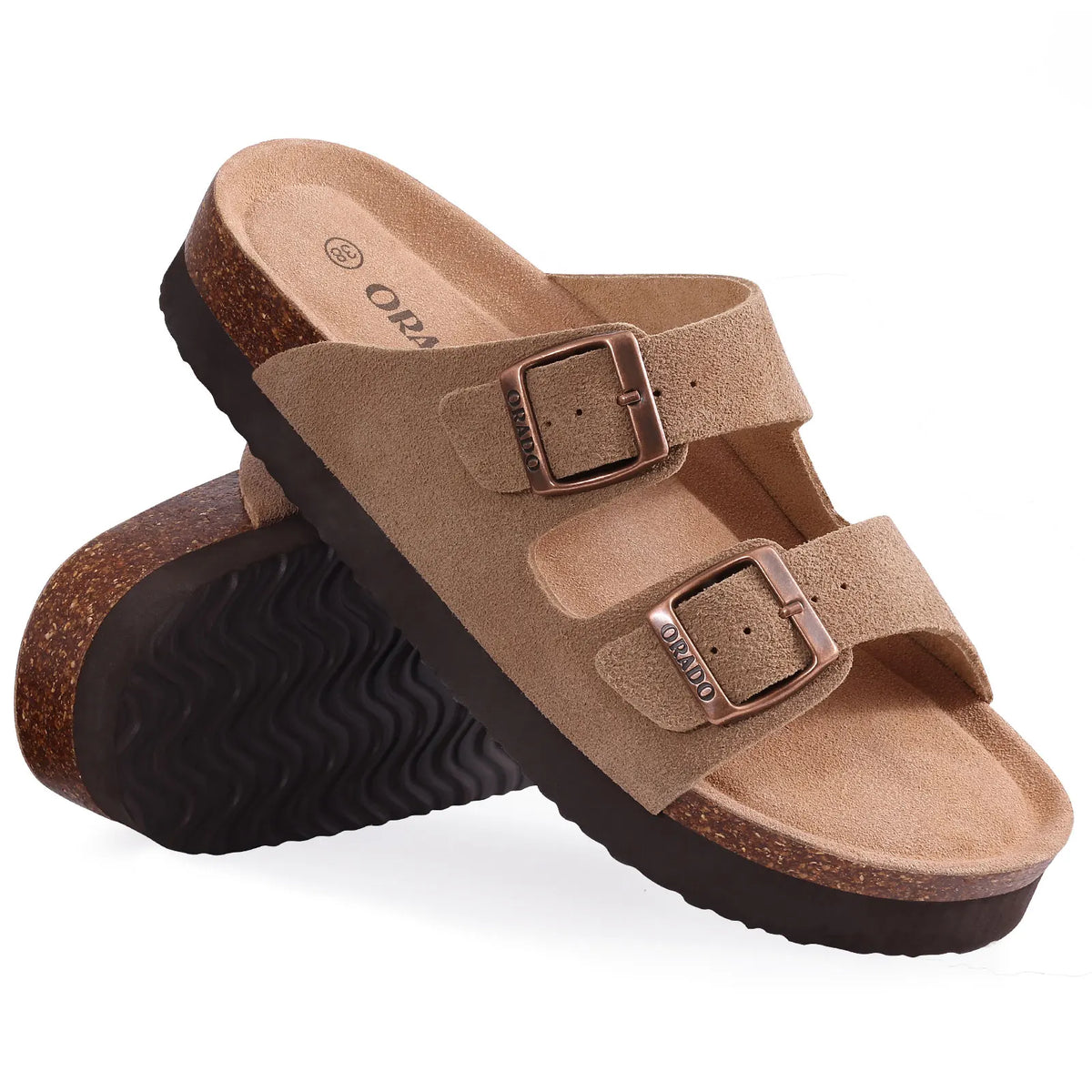 Bebealy Women's Cork Footbed Slide Sandal Summer Men Mules Fashion Women Clogs Slippers Outdoor Beach Sandals Adjustable Buckle