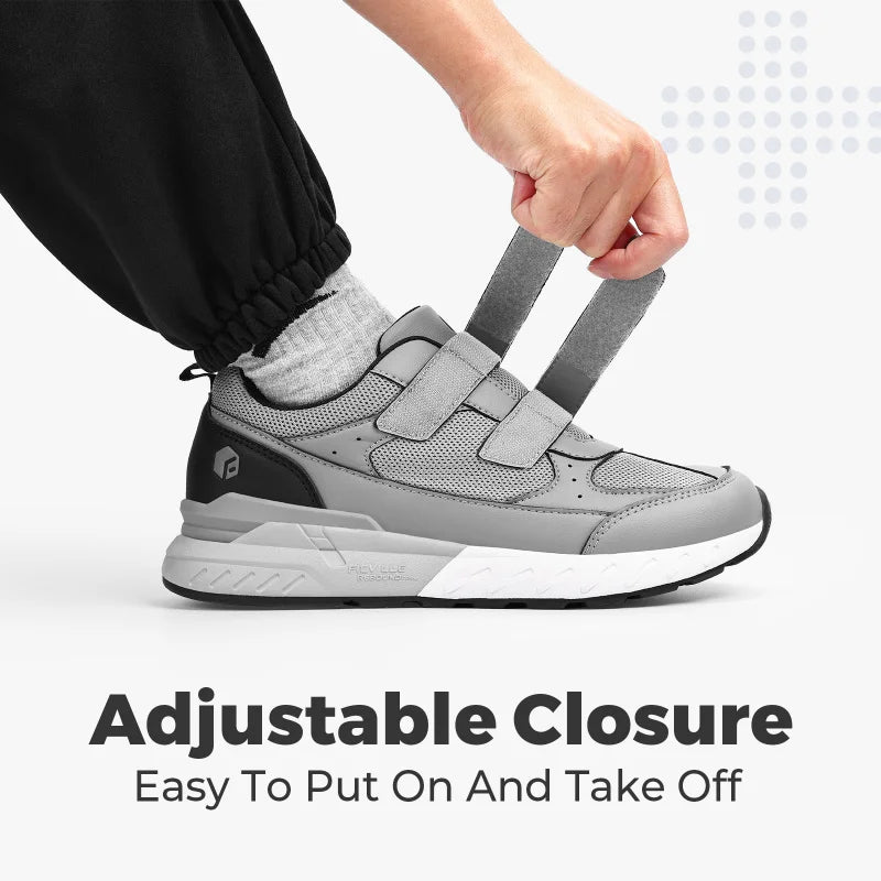 Men'S Athletic Shoes Wide Width With Adjustable Straps Low-Top Non-Slip Lightweight Running Shoe For Swollen Feet Arch Support