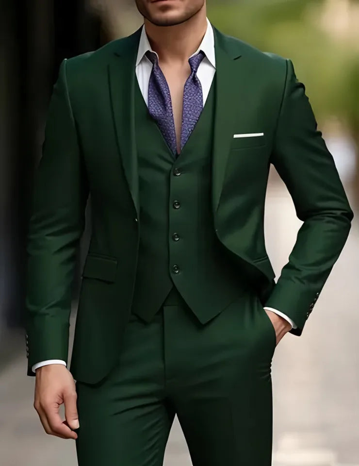 Men’s Elegant Slim Fit Tuxedo Suit Set – Classic Black Formal Suit for Weddings, Business, Parties & Special Occasions