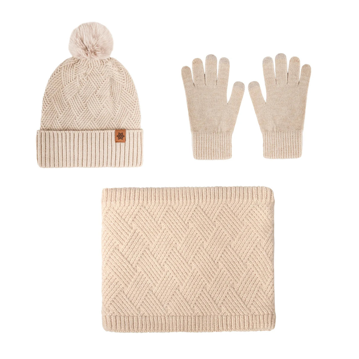 Men's / Women's Outdoor Warm Fleece-lined Knitted Hats Winter Cold-proof Double-layer Stocking Cap One/three-piece Set Skullies