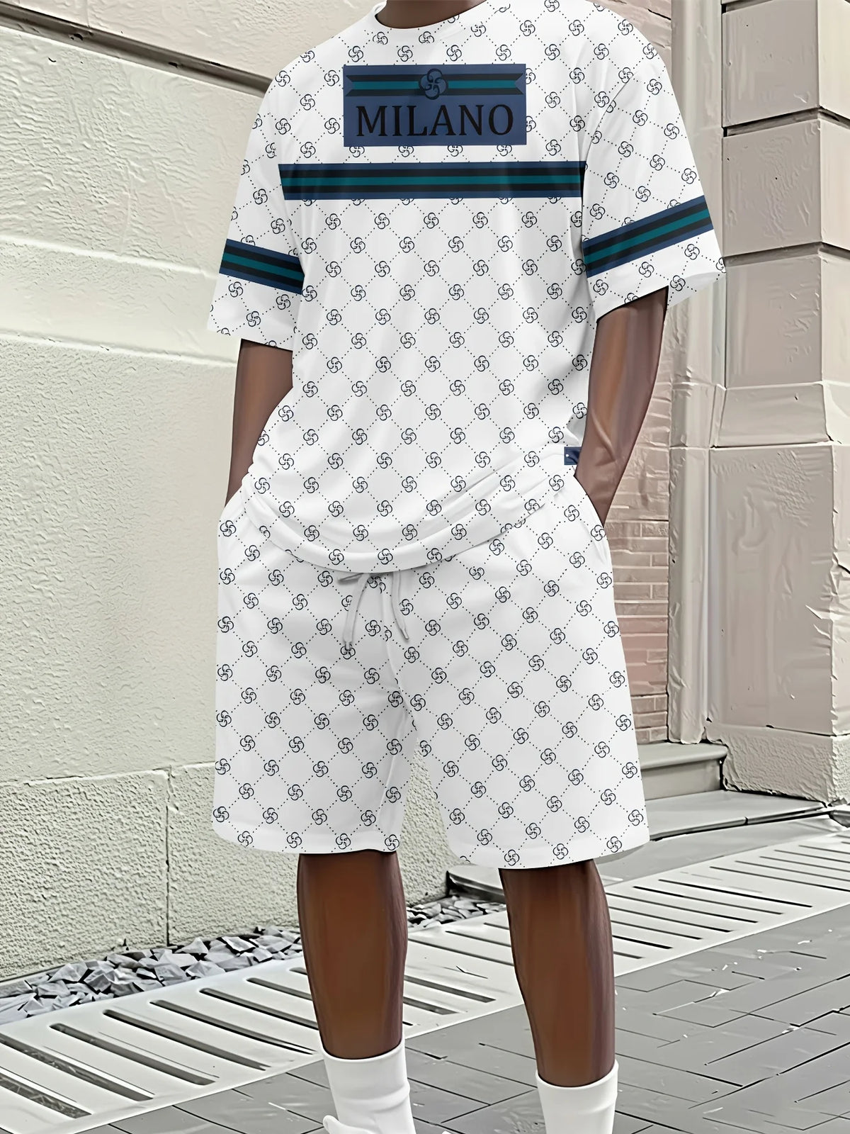 Summer Daily Comfortable Man's Clothing 2 Pieces Set for Man Matching Sets Stripe T-shirt and Shorts 2 Piece Set Men's Tracksuit