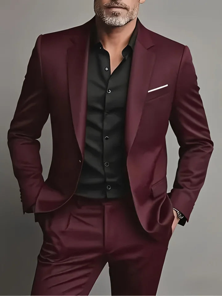 Men’s Elegant Slim Fit Tuxedo Suit Set – Classic Black Formal Suit for Weddings, Business, Parties & Special Occasions