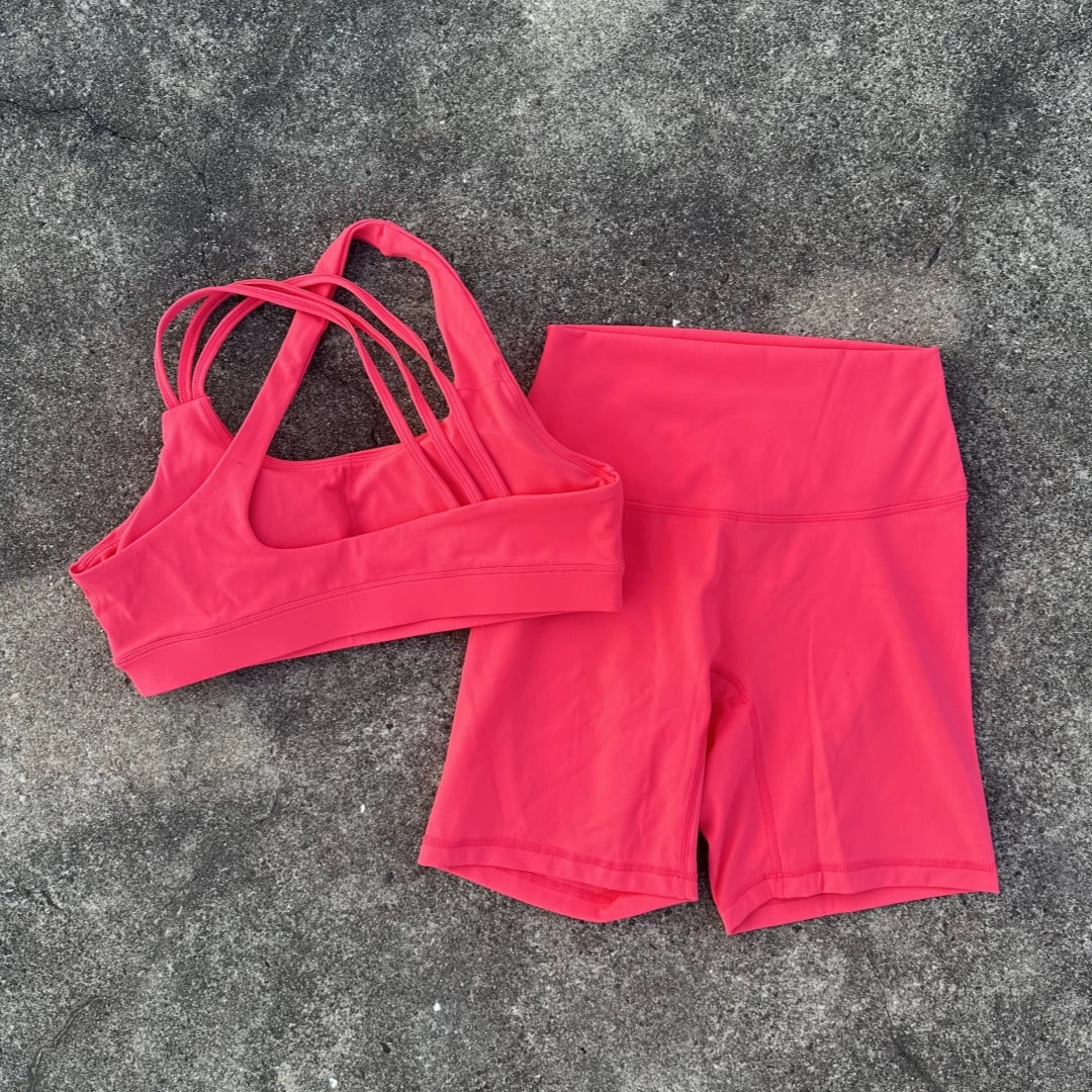 Women’s High-Waisted Yoga Shorts & Sports Bra Set